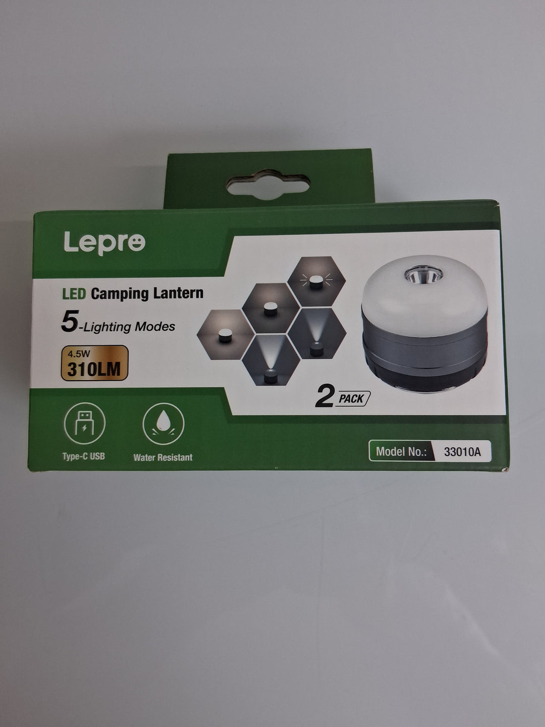 Lepro-LED Rechargeable Camping Lantern With Hook, 2pack