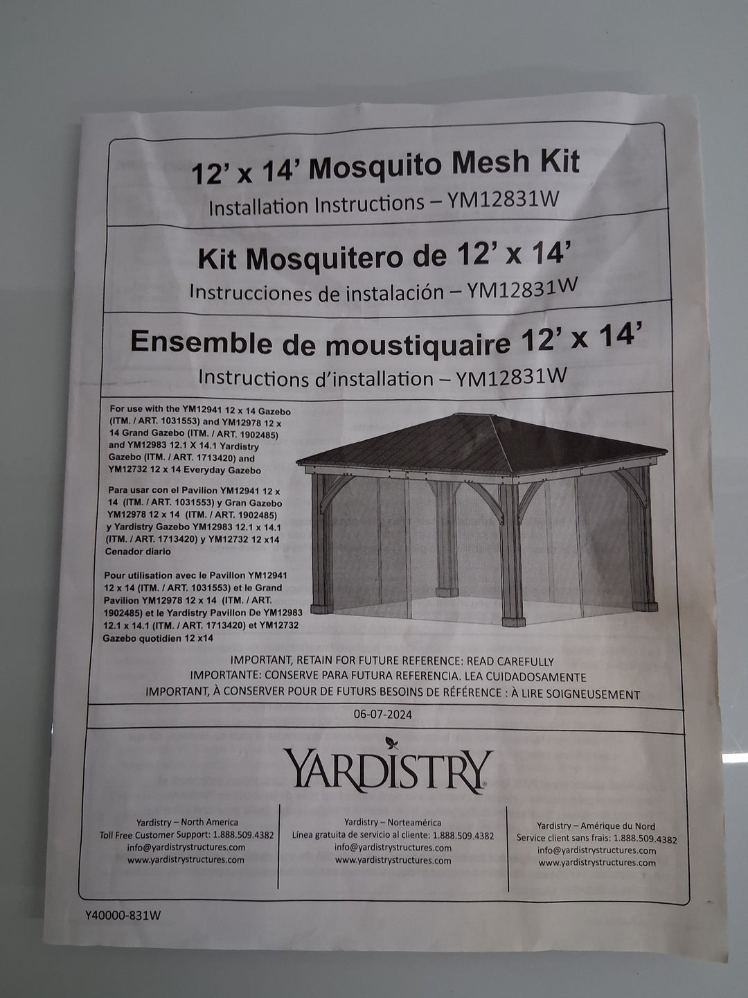 YARDISTRY - 12'x 14' Gazebo Mosquito Mesh Kit