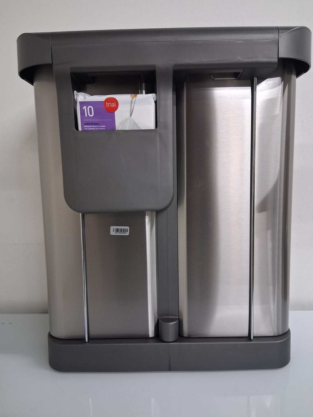 Simplehuman 58L Dual Compartment Step Can with Plastic Lid