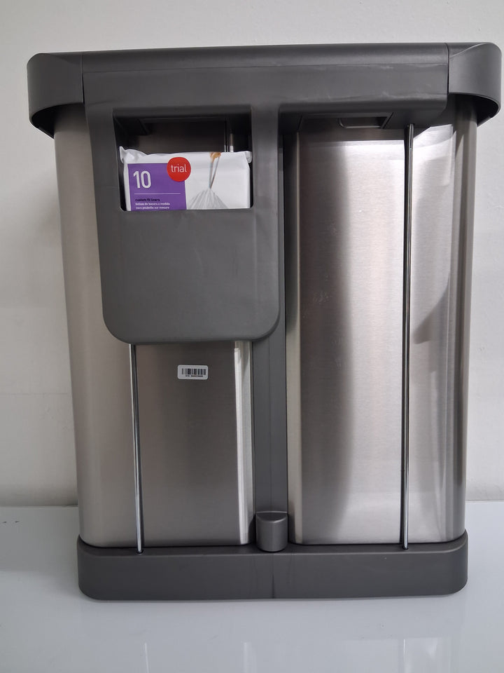 Simplehuman 58L Dual Compartment Step Can with Plastic Lid