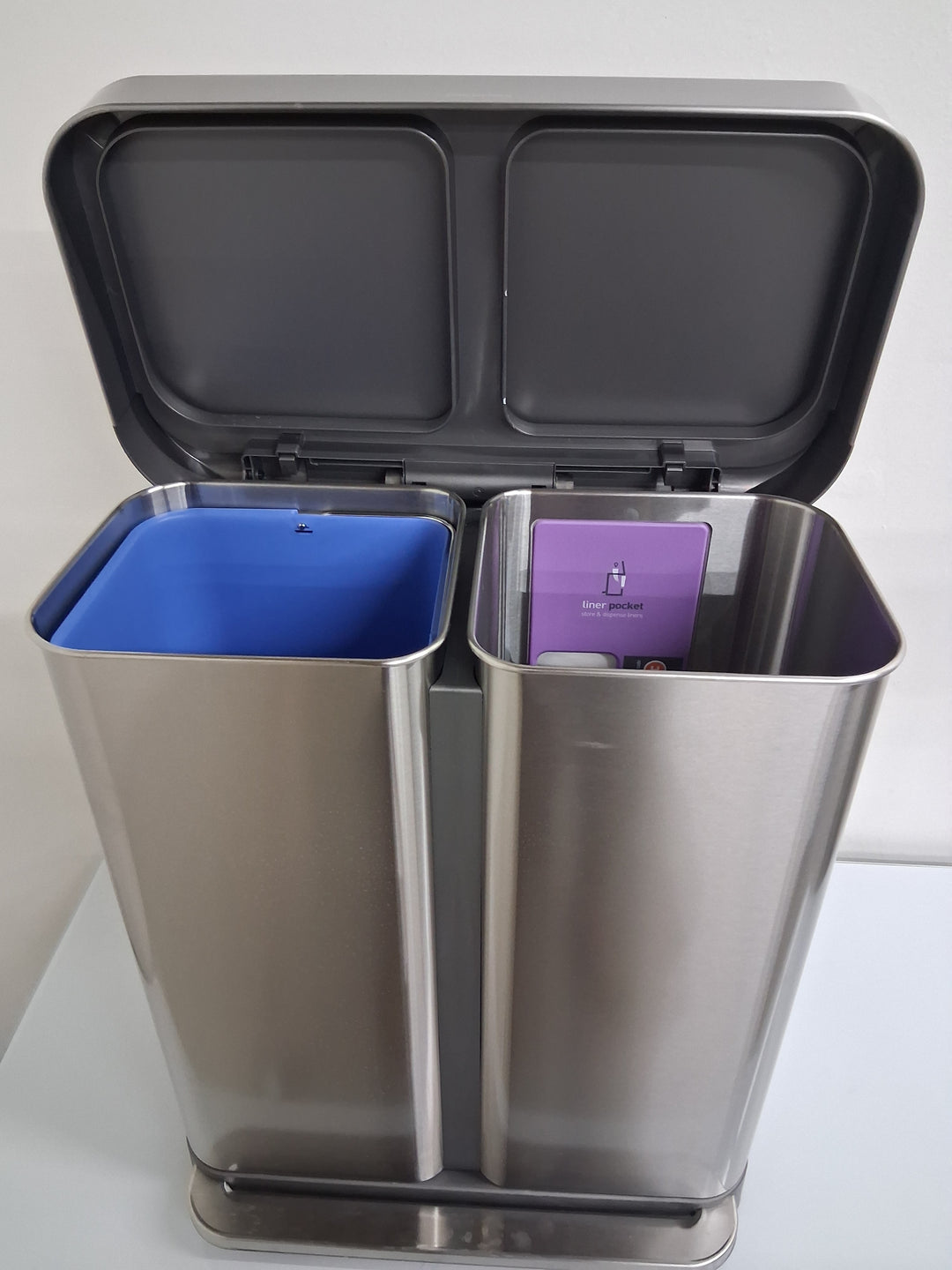 Simplehuman 58L Dual Compartment Step Can with Plastic Lid