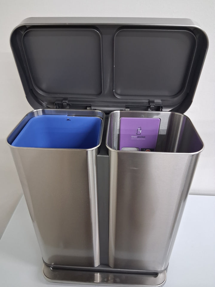 Simplehuman 58L Dual Compartment Step Can with Plastic Lid