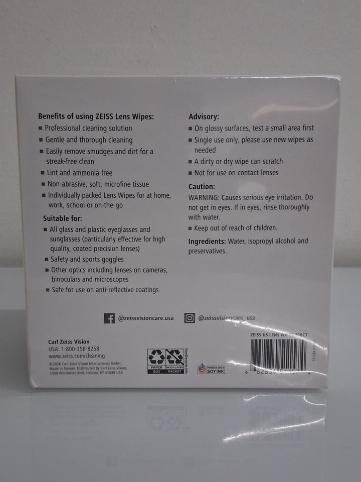 ZEISS Lens Wipes, 300 Wipes