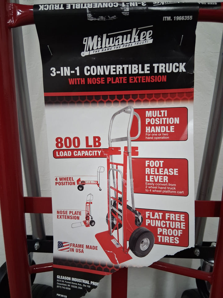 Milwaukee-3-in-1 Convertible Hand Truck with Nose Plate Extension