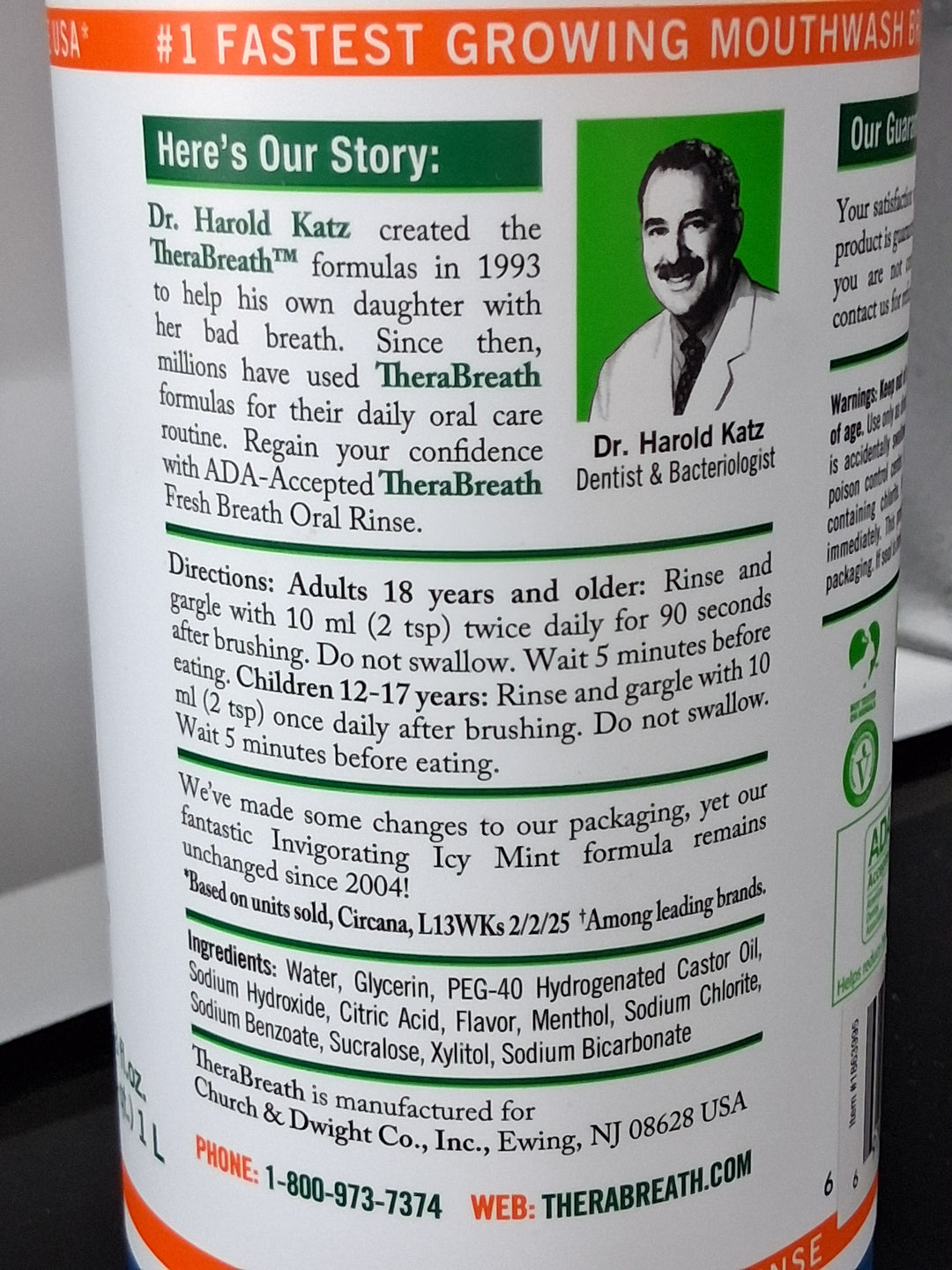 TheraBreath Icy Mint Oral Rinse, 33.8 fl oz