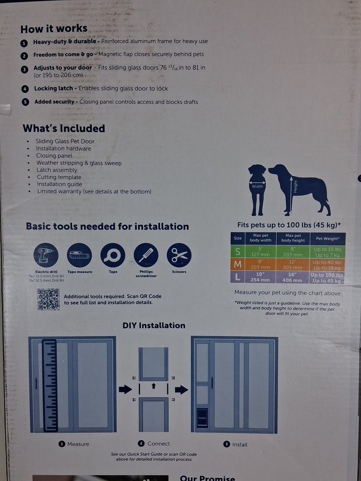 Pet Safe Sliding Glass 2-Piece Pet Door