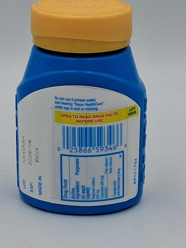 Aleve Naproxen Sodium 220 MG. Pain Reliever/Fever Reducer, 320 caplets