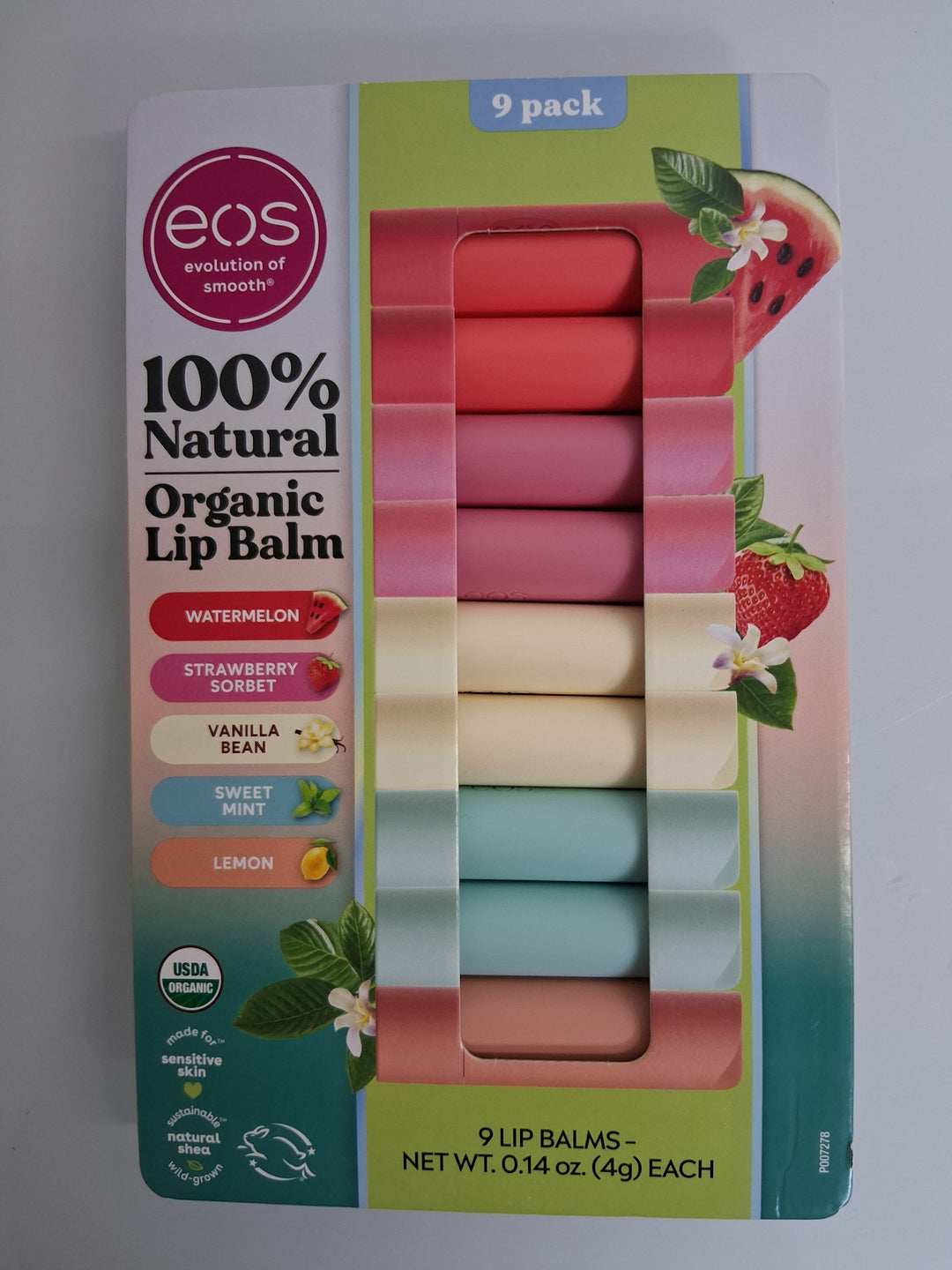 eos Natural USDA Organic Lip Balm, 9 sticks